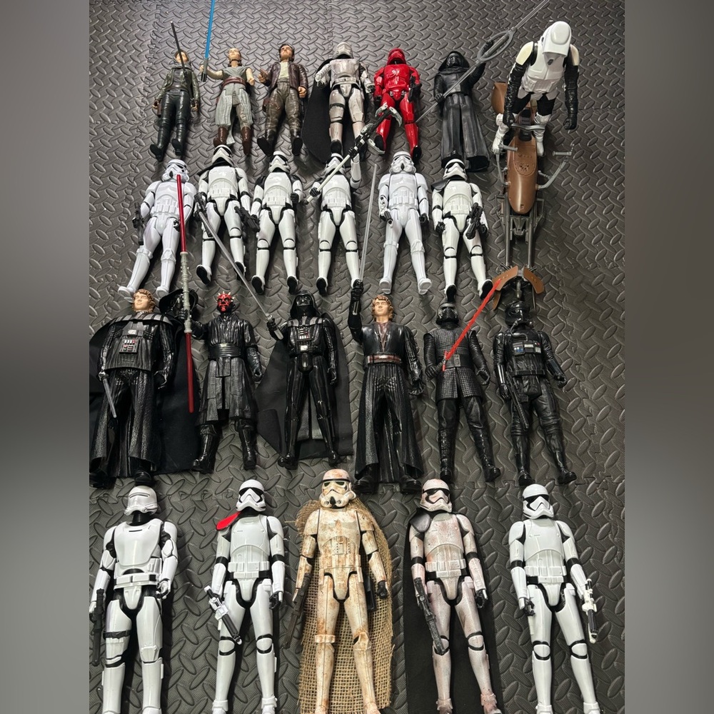 Star Wars 12” Figure Lot (26) Darth Vader, Stormtroopers, Kylo Ren Complete